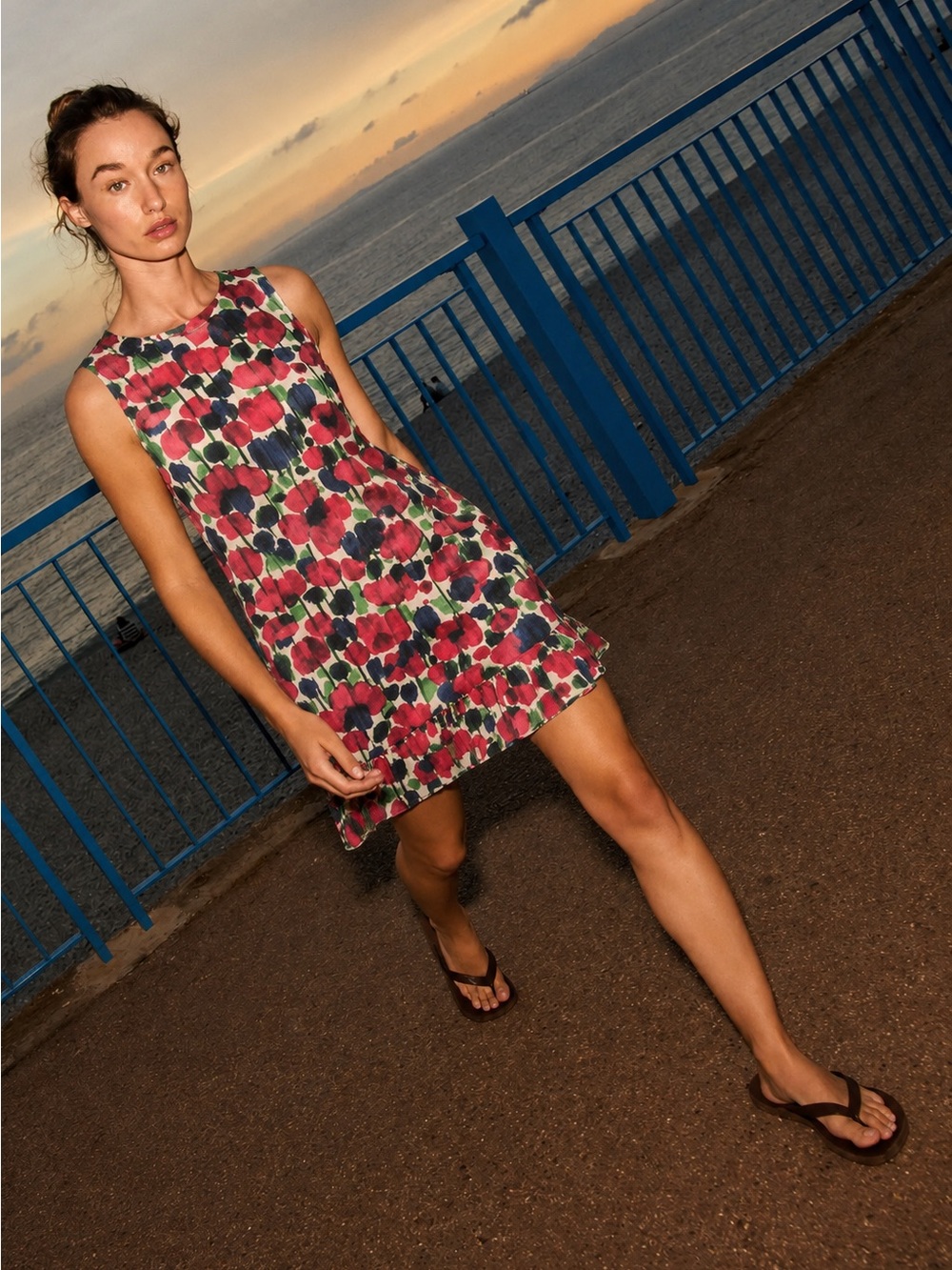 [m] ZARA Dress floral sheer vibrant Sleeveless